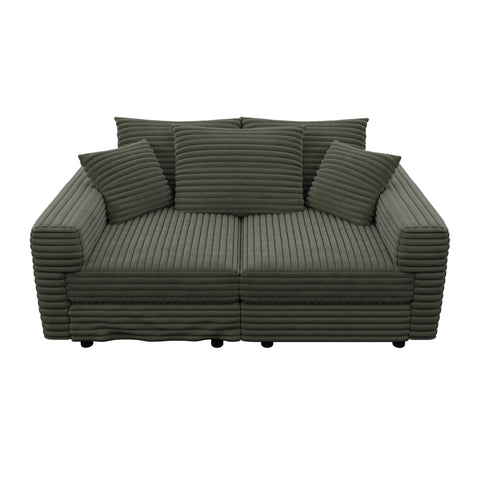 Convertible Deep Seat Sofa With Soft Pillows And Ottomans