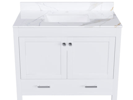 43" Bathroom Vanity, Multi Functional Cabinet, Doors And Drawer - White