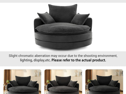 360° Swivel Accent Barrel Chair With Dual Layer Cushion And 3 Removable Pillows