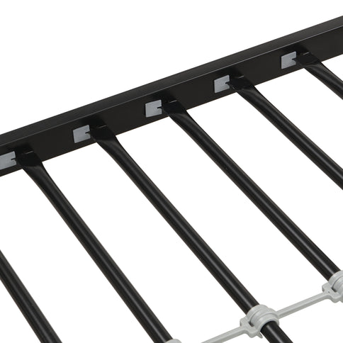 Modern Twin Over Full Metal Bunk Bed With Trundle And Dual Side Ladder And Metal Design - Black / Brown