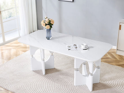 Modern Dining Table With Sleek Hollow-Out Frame And Accents