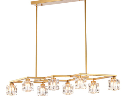 Crystal Chandelier For Dining Room, 8 Light Kitchen Chandelier Light Fixture Modern Metal Industrial Chandeliers For Farmhouse Entryway Living Room (8*G9 Bulbs Included) - Matte Gold
