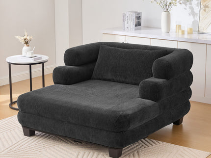 Oversized Chaise Lounge Sofa Bed With Deep Seat And Layered Armrests