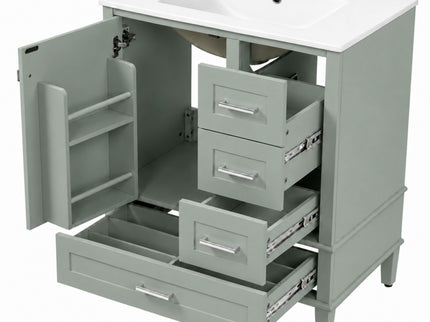 Bathroom Vanity With Sink, Soft Closing Door And Drawers - Light Green
