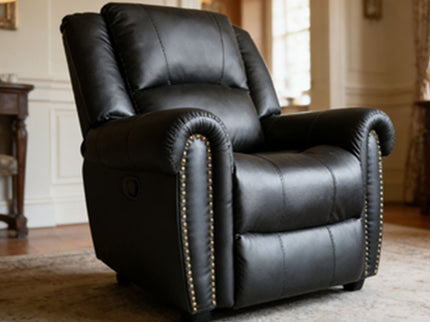 Electric Elderly Chair With 360° Swivel, Manual Button Control, Soft Plush Armchair For Living Room - Black