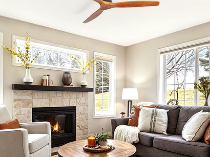 52" Ceiling Fan, No Light Flush Mount Low Profile 3 Blades With Remote Control