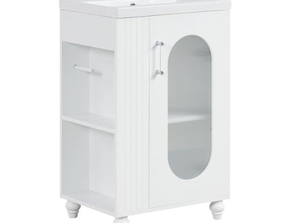 Modern Bathroom Vanity With Sink, Adjustable 2 Tier Shelf