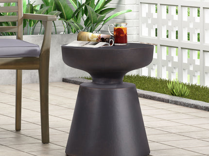 Outdoor Lightweight Concrete End Table With Half Sphere Top - Copper