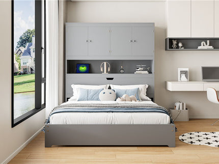 Platform Bed With USB, Storage Headboard & Drawers