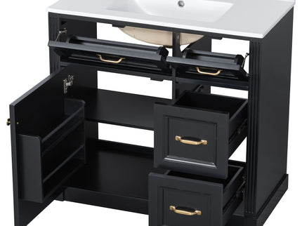 Modern Bathroom Vanity With Sink, 4 Drawers, Soft-Close Door, Adjustable Shelf