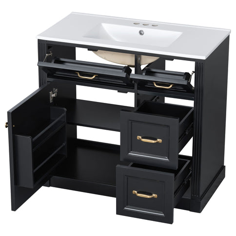 Modern Bathroom Vanity With Sink, 4 Drawers, Soft-Close Door, Adjustable Shelf