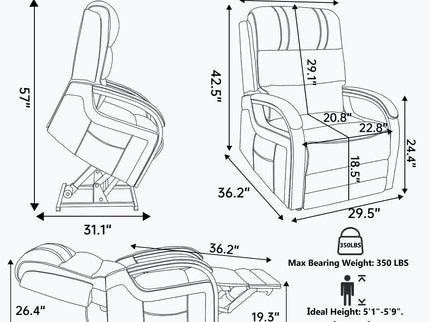 Power Lift Recliner Chair Dual Motor Infinite Position With Heat Massage And Heavy Duty Motion Mechanism - Brown