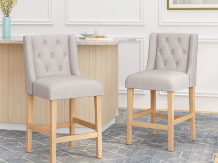 Vienna - Contemporary Fabric Tufted & Wingback Counter Stools (Set of 2)
