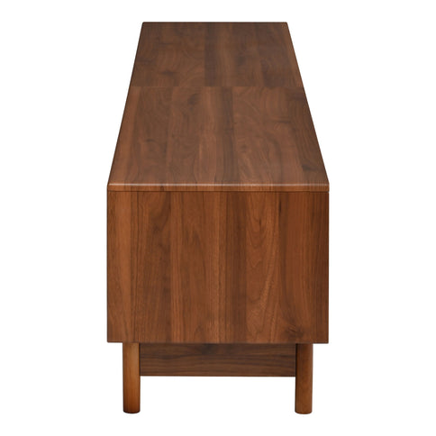 TV Stand With LED Lights And Glass Drawers For Living Room - Walnut