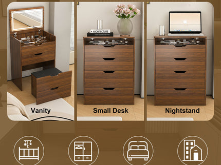 Vanity Desk With Lighted Mirror & Stool