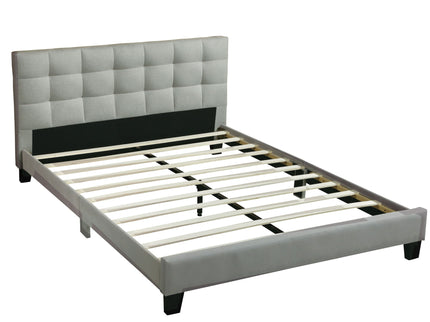 California King Size Tufted Headboard Platform Bedframe, Bedroom Furniture - Gray / Light Gray