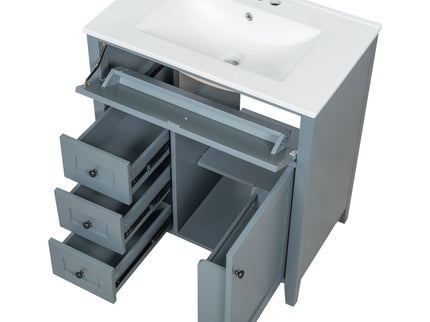 Bathroom Vanity With Sink, 3 Drawers And Adjustable Shelf, Freestanding Storage Unit