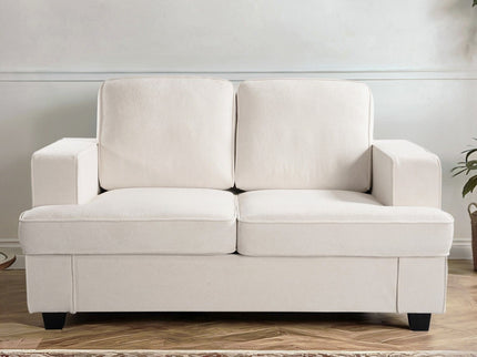 Modern Loveseat, Comfortable 2 Seater Couch With Deep Seating, Loose Back Cushions, Wide Arms