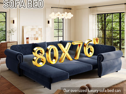 L-Shaped Sofa Couch With Pull-Out Bed