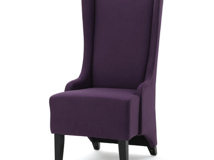 Fabric Dining Chair With High Back And Birch Wood Legs - Plum
