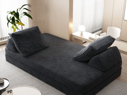 Multifunctional Convertible Sofa Bed With 2 Tumbler Backrests And 2 Pillows, Deep Seat Couch