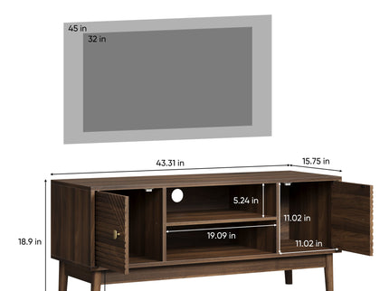TV Stand, Entertainment Center With Storage, Media Console Table For Living Room - Walnut