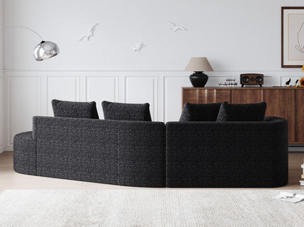 Upholstered Oversized Sectional Sofa, 4 Seater Extra Deep & Wide Curved Cloud Couch With 4 Throw Pillows For Living Room - Black
