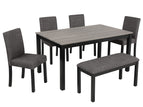 Dark Gray / 6 Pc. Table, 4 Chairs, Bench