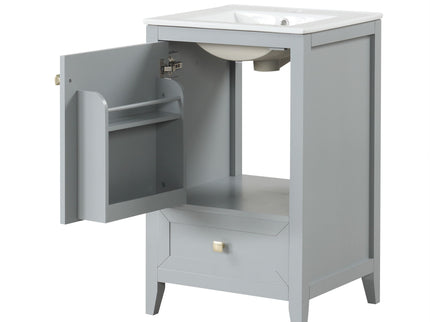 Bathroom Vanity With Sink, Soft Closing Cabinet Door, Storage Rack And Drawer