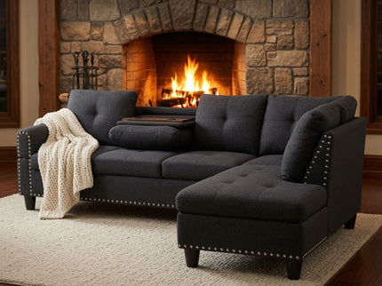 L - Shaped Sectional Sofa With Movable Left Chaise