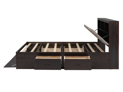 Platform Bed With Storage Headboard, Shoe Rack And 4 Drawers