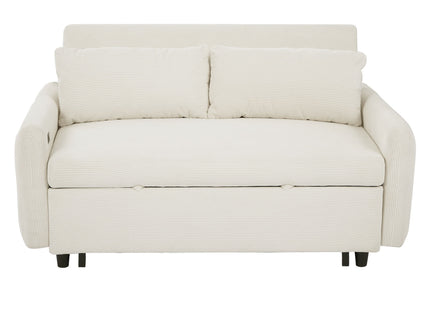 Pull-Out 2 Seat Modern Sleeper Sofa With 2 Throw Pillows And USB Ports