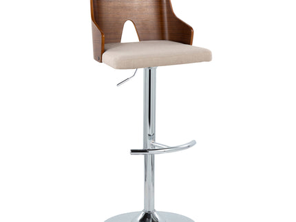 Ariana - Mid Century Modern Adjustable Barstool Stool With Swivel With Rounded T Footrest (Set of 2)
