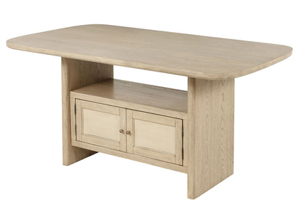 Kimpton - Counter Height Dining Table With Storage Cabinet And Shelves - Beige