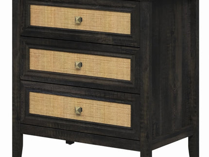 Nightstand With 3 Drawers, Tall End Table - Brown