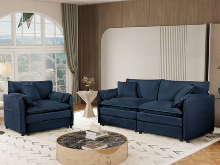 Modern Upholstered Loveseat And Armchair Set With Pillows