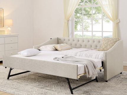 Upholstered Daybed With USB Charging & Pull Out Bed