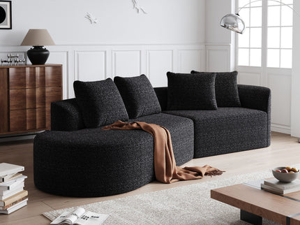 Upholstered Oversized Sectional Sofa, 4 Seater Extra Deep & Wide Seat Curved Cloud Couch With 4 Throw Pillows, Free Combination Living Room - Black