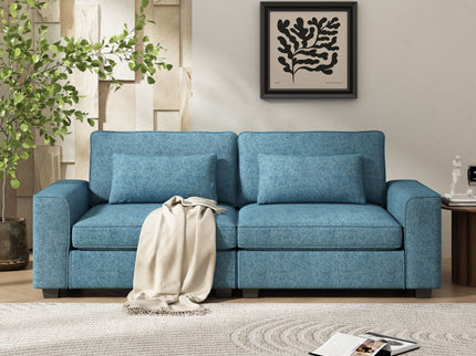 Modern Fabric Sofa With Cushions, Sleek Arm Design