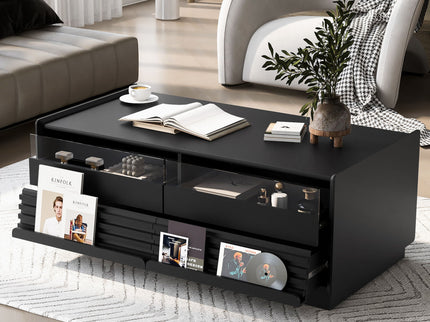Modern Rectangle Coffee Table With 4 Drawers And 2 Display Shelves