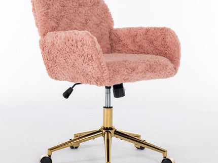 Office Chair, Artificial Rabbit Hair Home Office Chair With Metal Base, Adjustable Desk Chair Swivel Office Chair, Vanity Chair