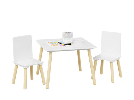 Kids Table And 2 Chairs Set, 3 Piece Toddler Activity Play - White