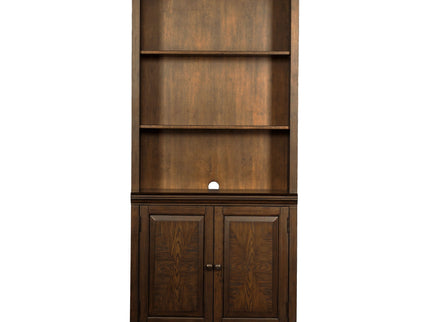 Stigham - Bookcase With 2 Door Cabinet, Adjustable Shelves, Cable Management - Oak