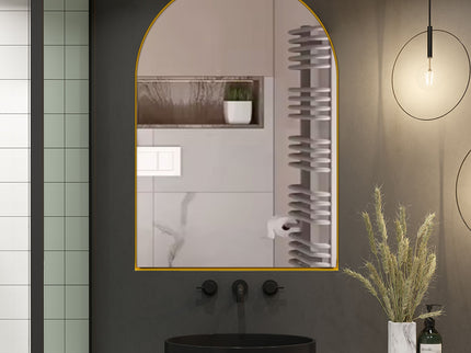 Arched Recessed Medicine Cabinet, Metal Framed Bathroom Wall Cabinet With Mirror And Adjustable Shelves, Wall Mirror With Storage For Bathroom