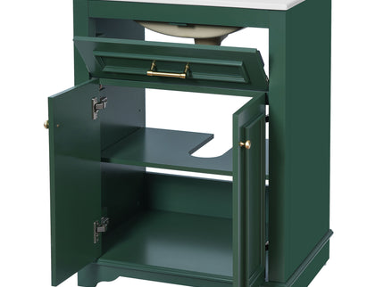 Bathroom Vanity With Integrated Sink, 2 Door Cabinet With Tip Out Drawer, Rectangular Design