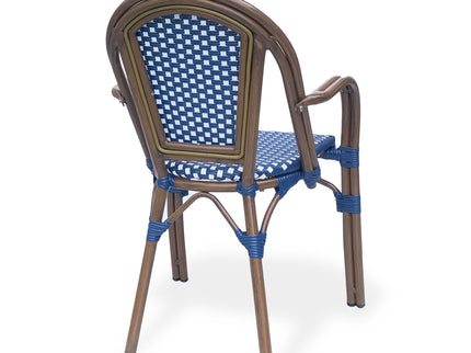 Bistro Chair With 2 Toned Checkered Pattern, (Set of 2) - White / Navy
