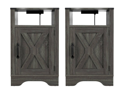 Farmhouse Nightstand, Charging Station & Storage