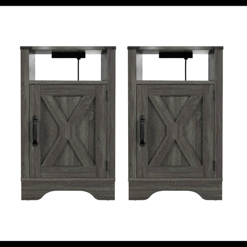 Farmhouse Nightstand, Charging Station & Storage