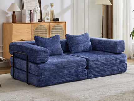 Convertible Floor Sofa Bed With Pillow Back Support Armrest