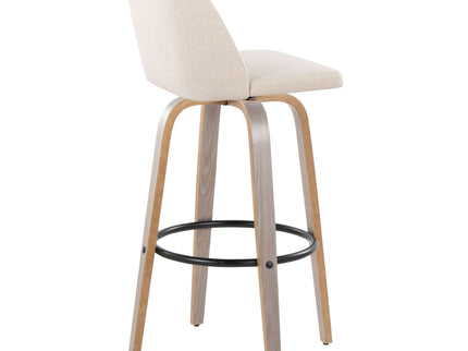 Toriano - Contemporary Fixed Height Barstool With Swivel With Round Footrest Comfort And Style (Set of 2)